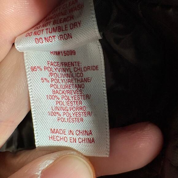 Bongo Brown Vegan Leather Quilted Accent Moto Jacket - Size Small - Junior Biker - Picture 7 of 8